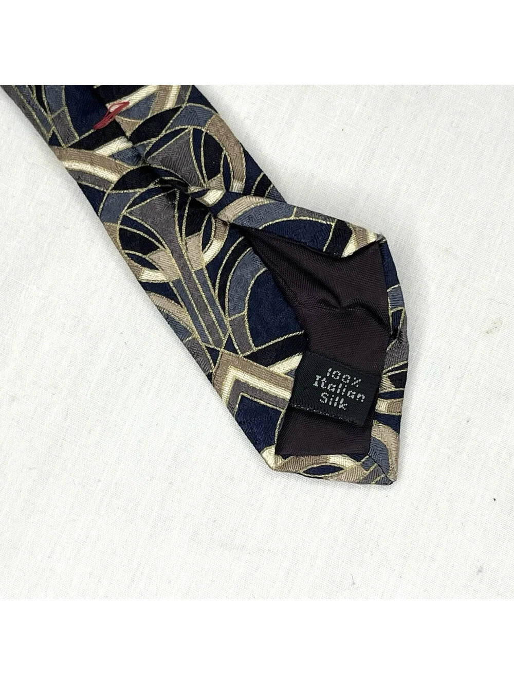 COURREGES HOMME - Geometric Art Deco Pattern - Vintage 100% Italian Silk Necktie